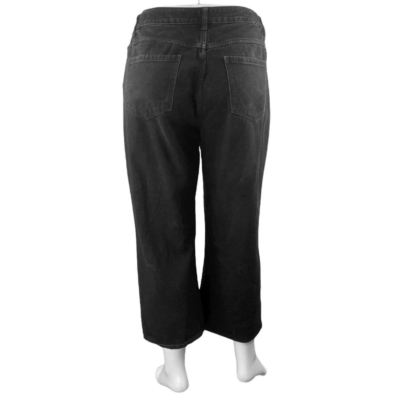 Shiny by Nature Women's Black High Waisted Wide Leg Baggy Crop Denim Jeans Sz 32 - Image 3