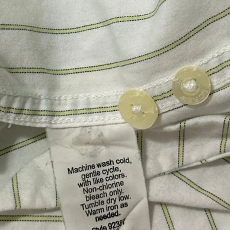 Sibling Men's Green White Pinstripe Colorblock Long Sleeve Button Up Shirt Top S - Image 5