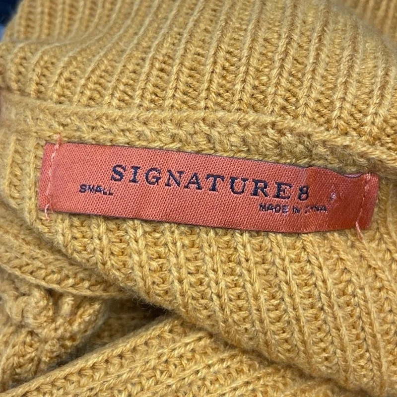 Signature 8 Women's Mustard Yellow Distressed Fringe Long Sleeve Knit Crop Top S - Image 4