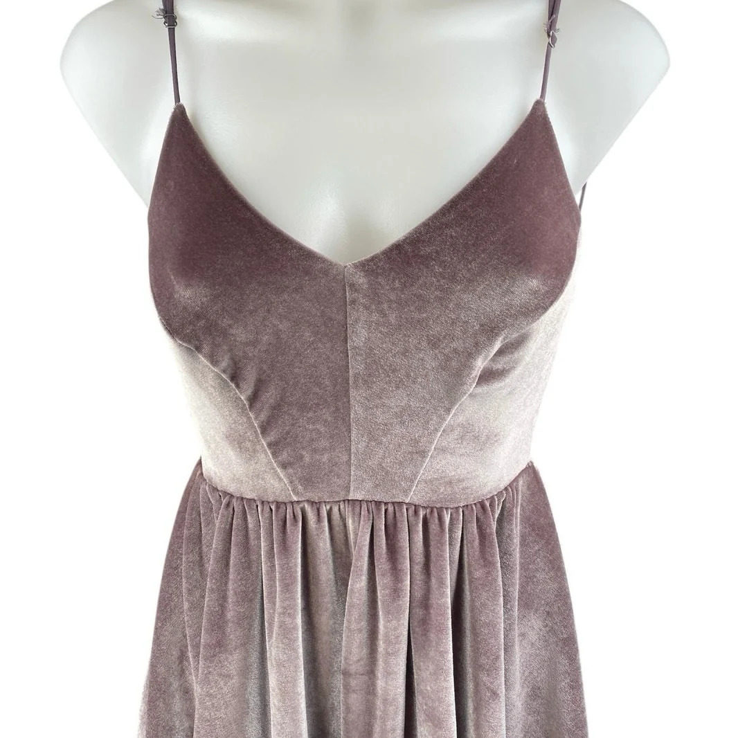 Silence + Noise Purple Velvet Velour Sleeveless Fit & Flare Mini Dress Size XS - Image 3