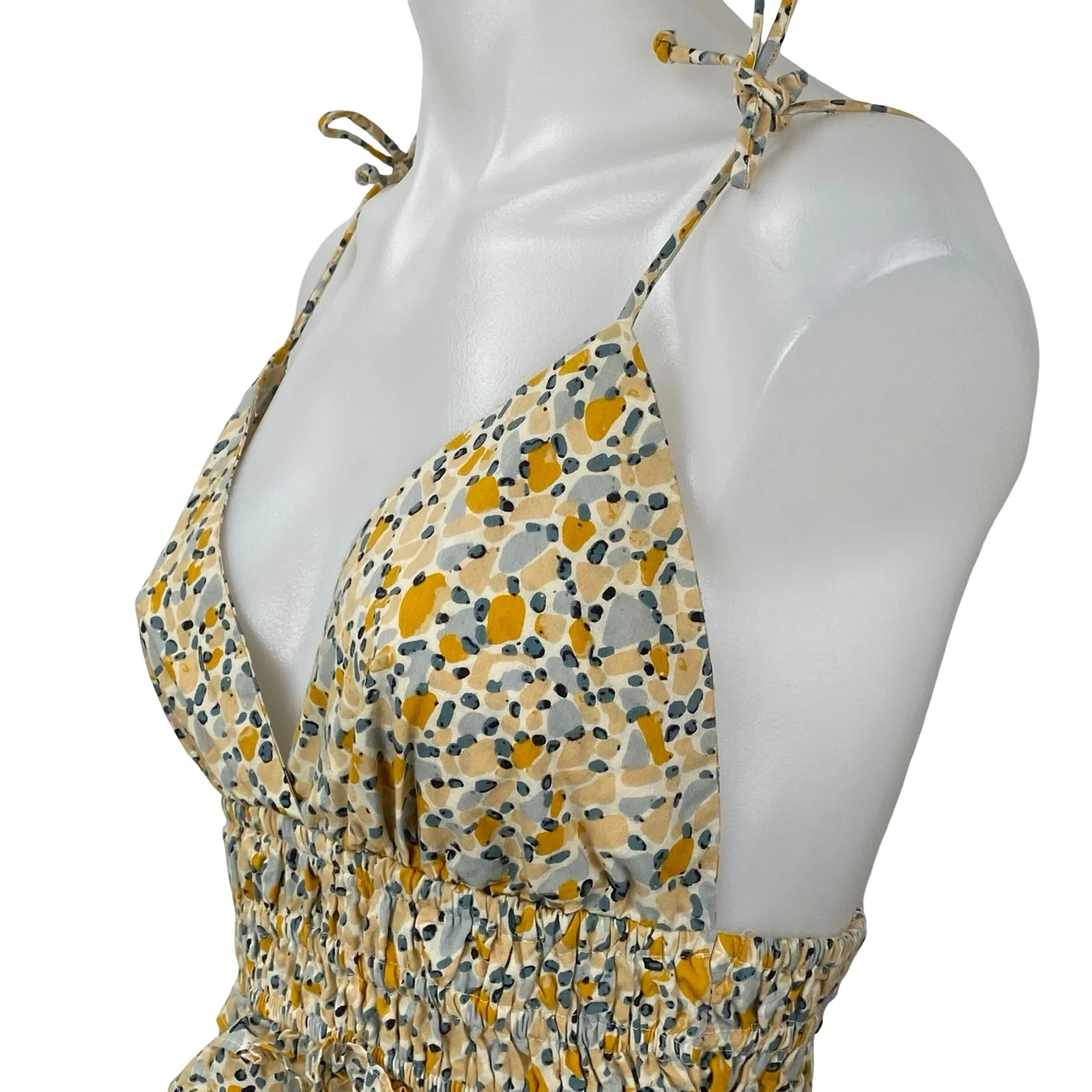 Sim & Sam Babydoll Floral V-Neck Sleeveless Smocked Crop Peplum Cami Tank Top S - Image 3