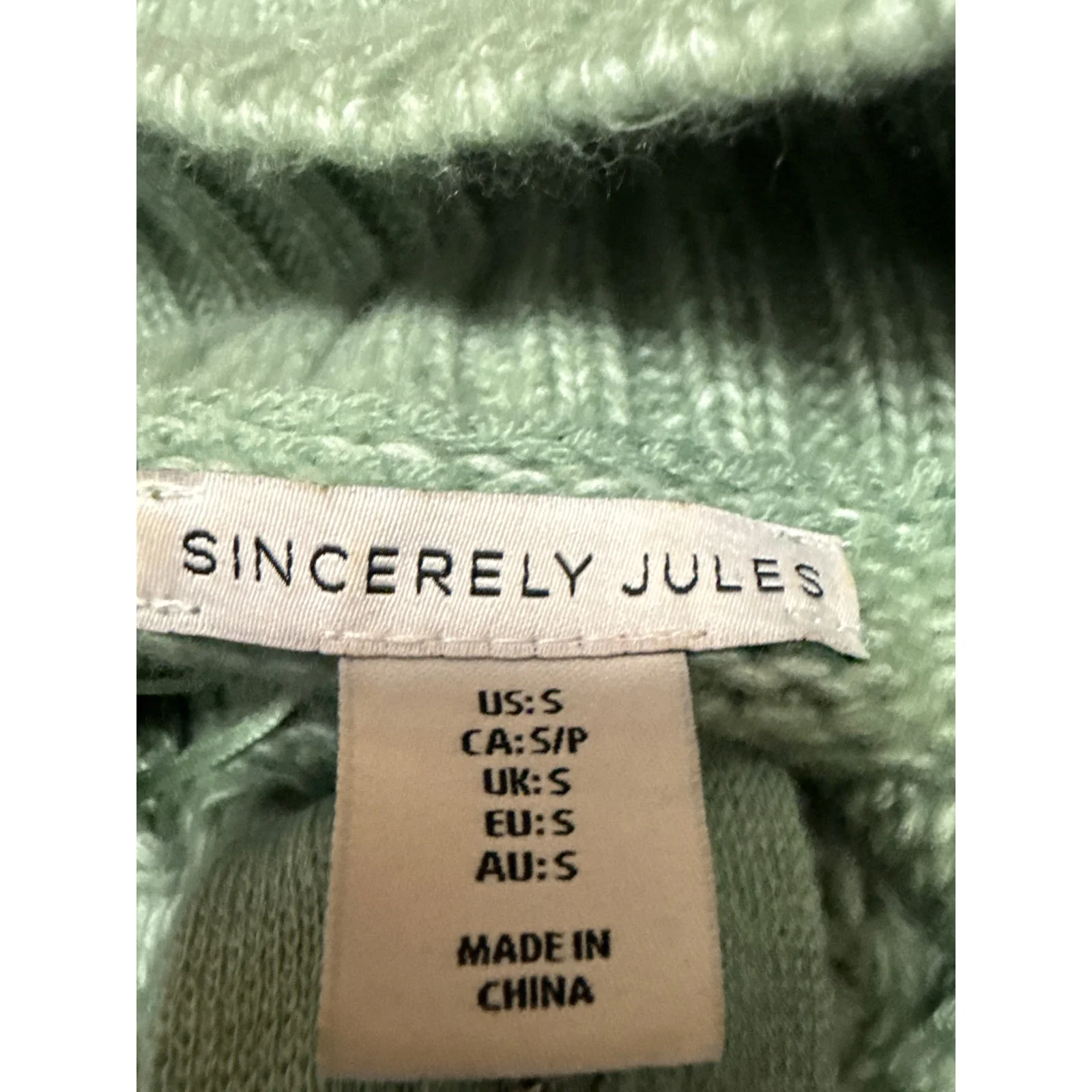 Sincerely Jules Women's Green Cable Knit Long Sleeve Quarter Zip Sweater Top S - Image 3