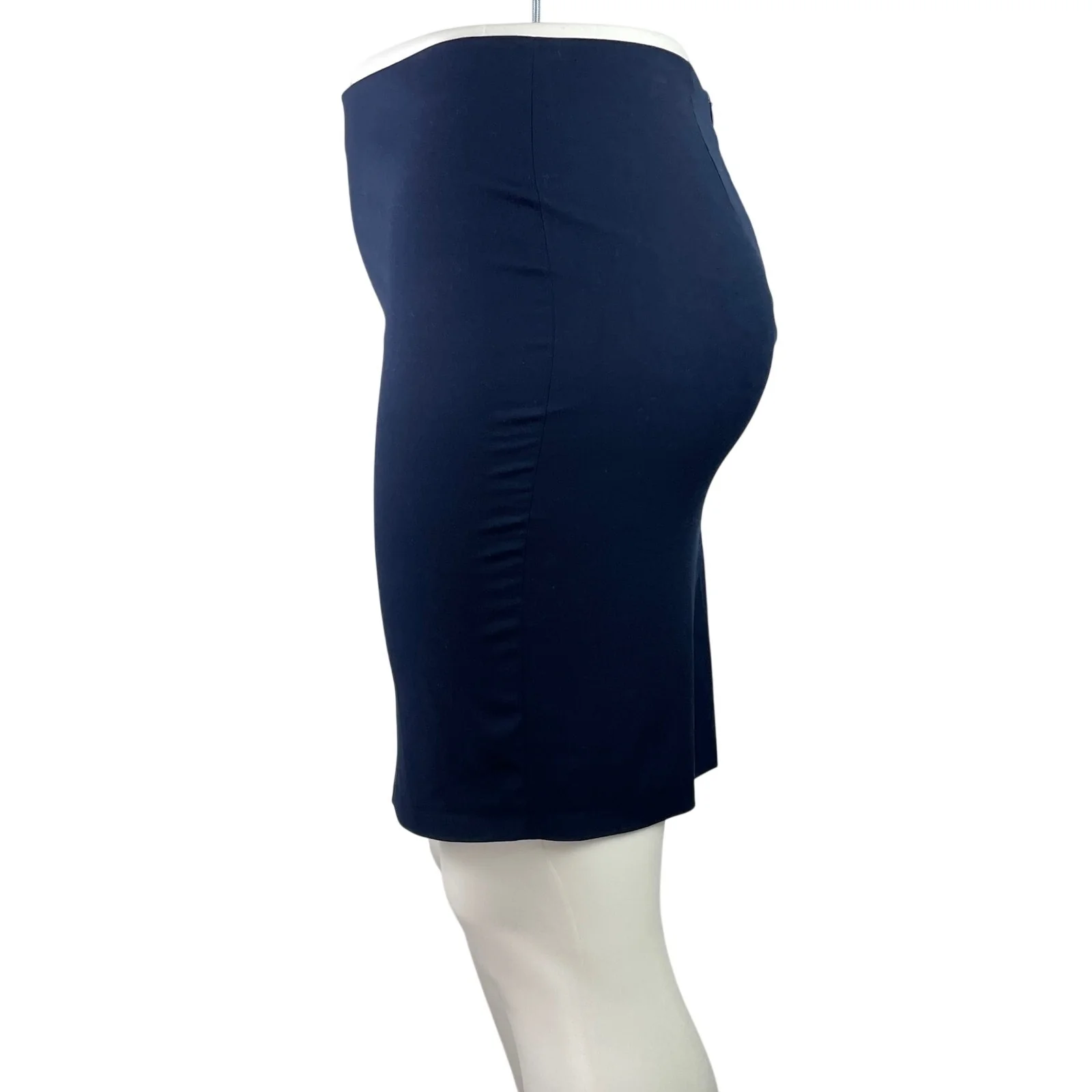 Sisley Women's Navy Blue High Waisted Fitted Career Pencil Mini Skirt Size 12 - Image 2