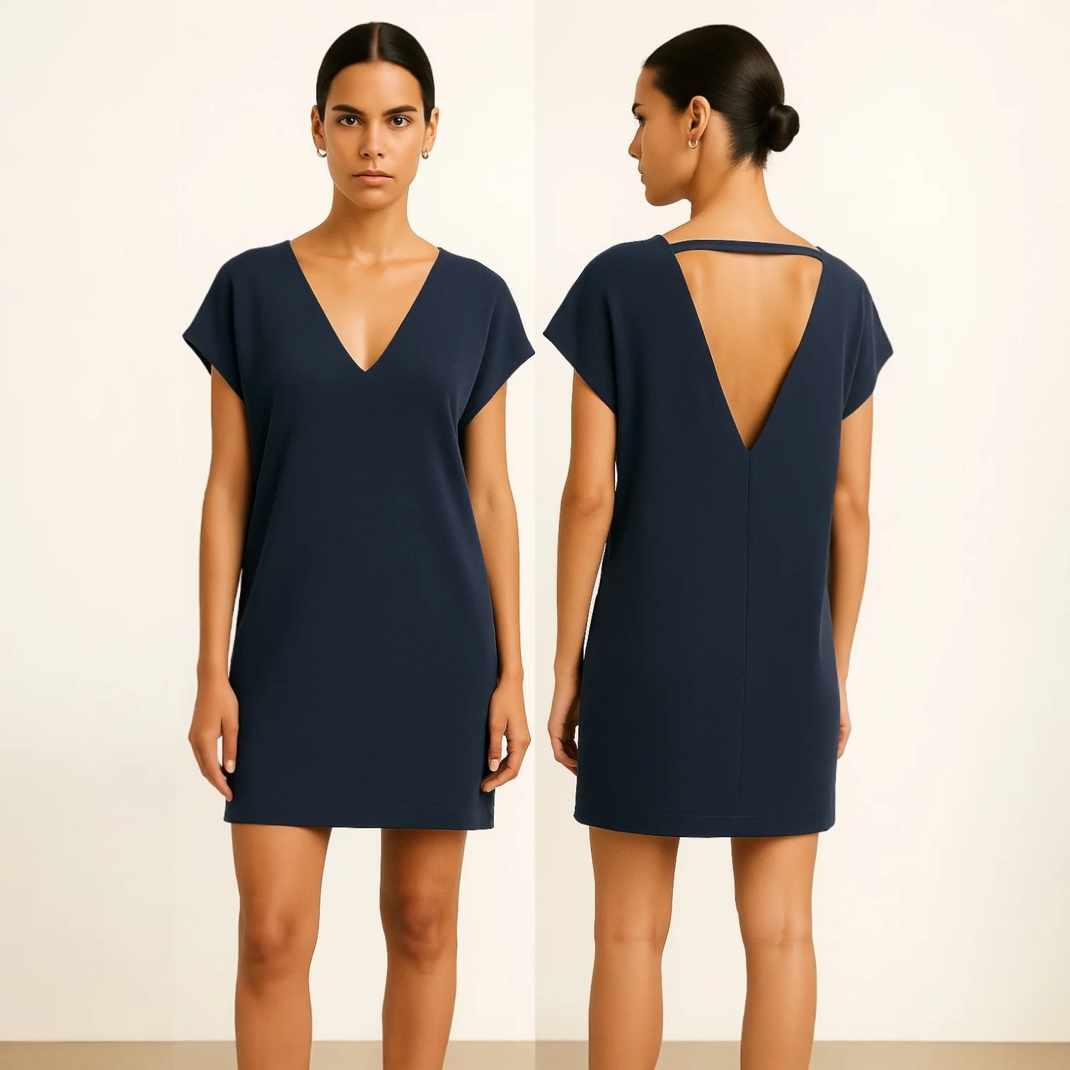 Slate & Willow Women's Blue Cap Sleeves with Back Cutout Lexi Shift Dress Size M - Image 2