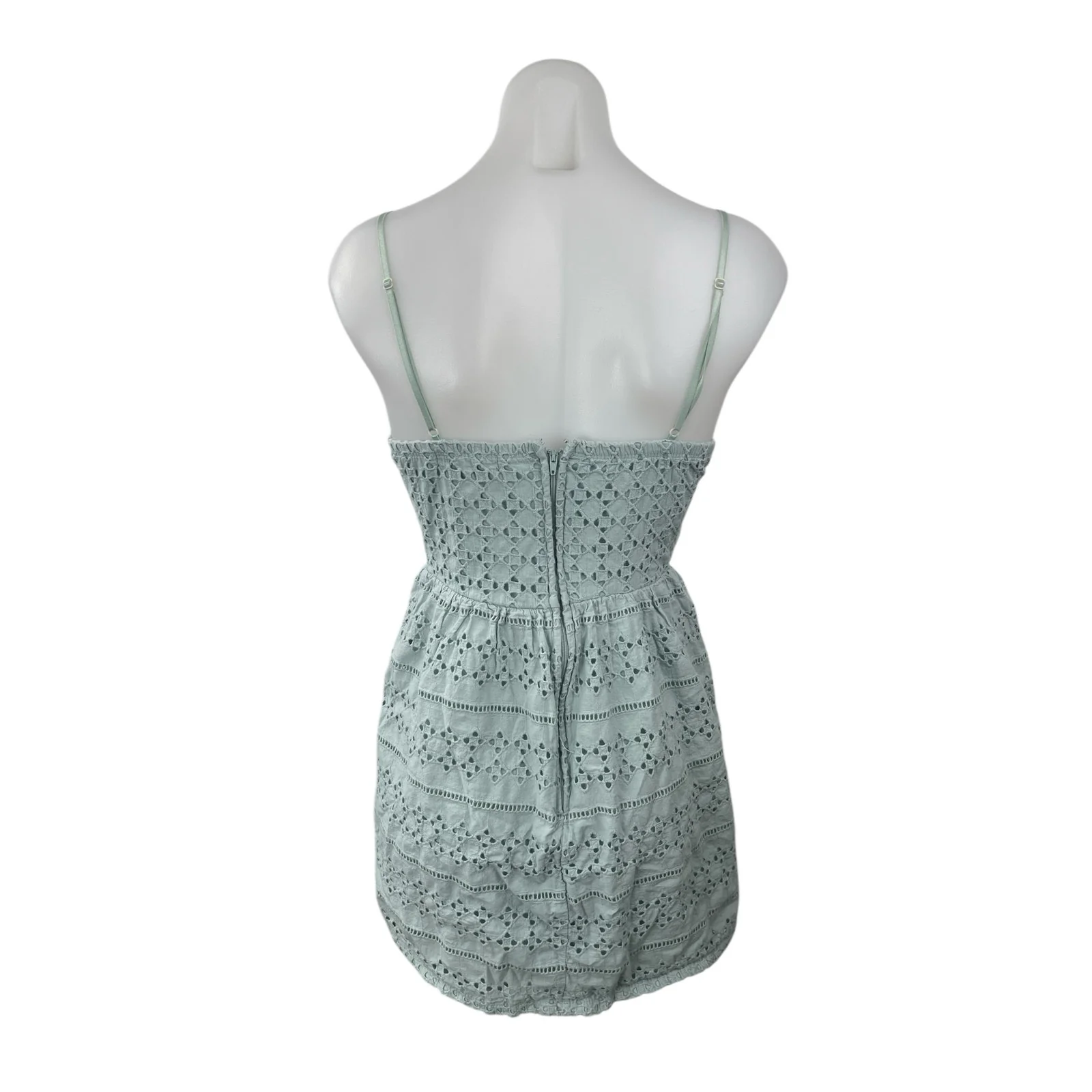 Society Girl Womens Blue Eyelet Embroidered Sleeveless Mini flare A-Line Dress 9 - Image 3