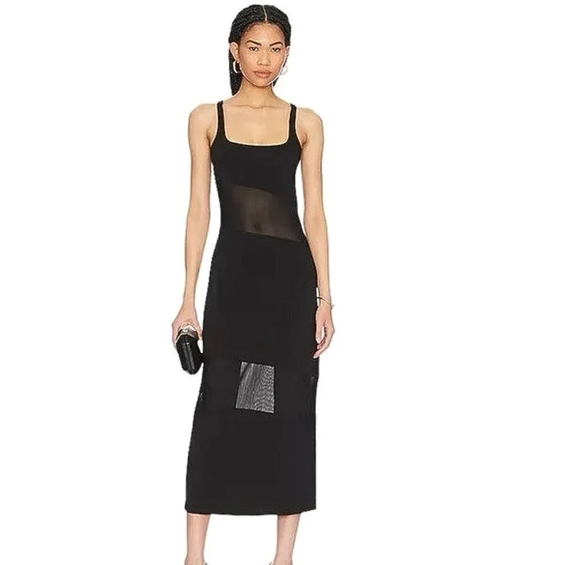 Solid & Striped Kimberly Black Sleeveless Midi Cover up Tank Bodycon Dress Sz M - Image 11