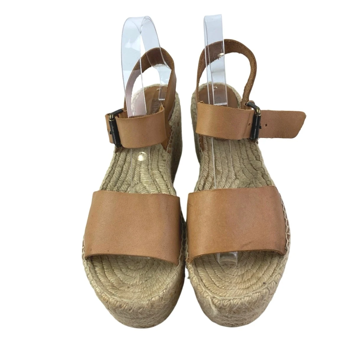 Soludos Minorca Women's Brown Leather Wedge Espadrille Platform Sandals Size 8 - Image 2