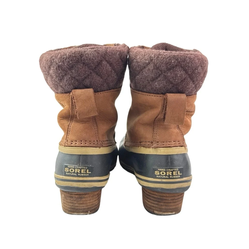 Sorel Slimpack II Women's Brown Suede Waterproof Lace Up Insulated Duck Boots 8 - Image 3