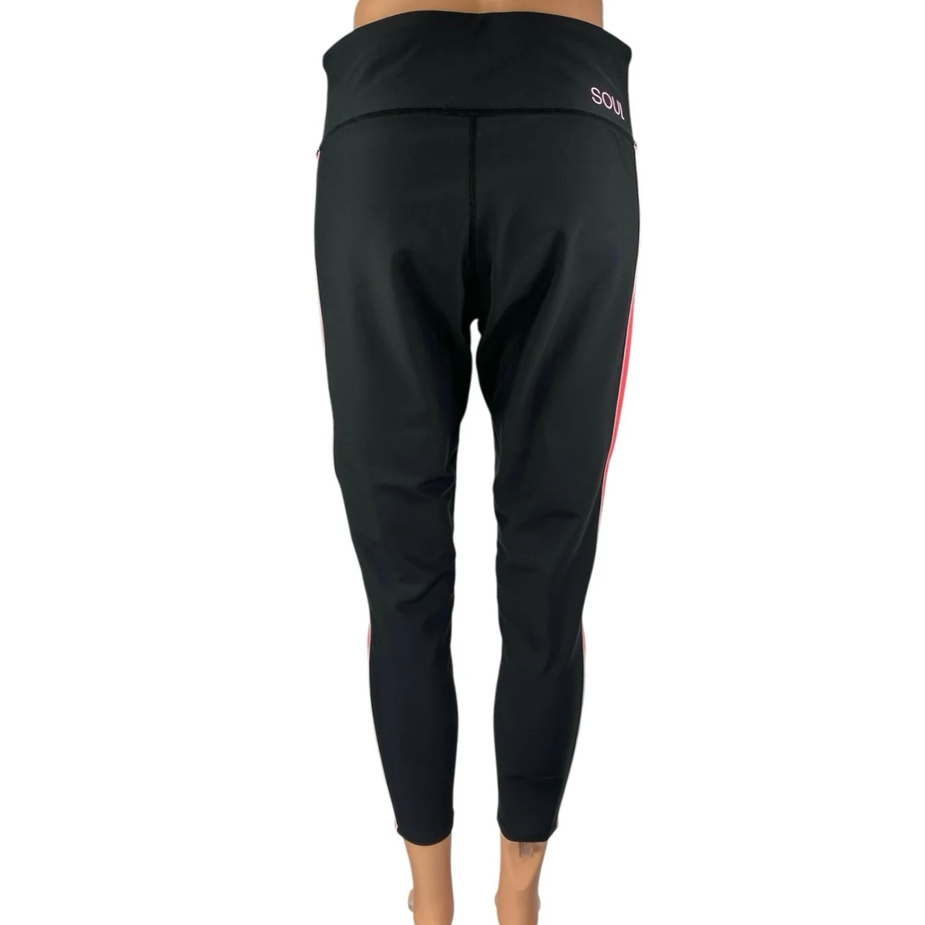 Soul Women's Black High Waisted Skinny Leg Activewear Workout Leggings Pants L - Image 3