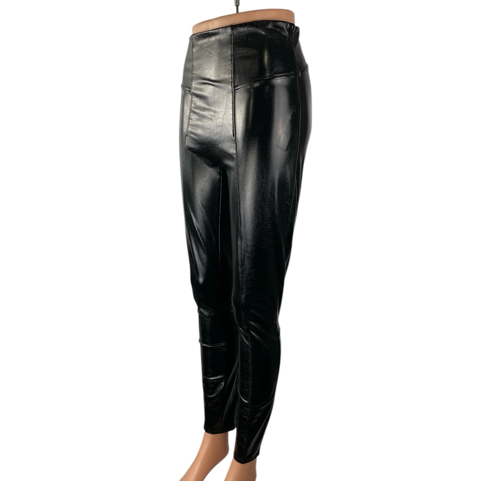 Spanx Womens Black Faux Leather Vegan High Waisted Leggings Casual Pants Size S - Image 2