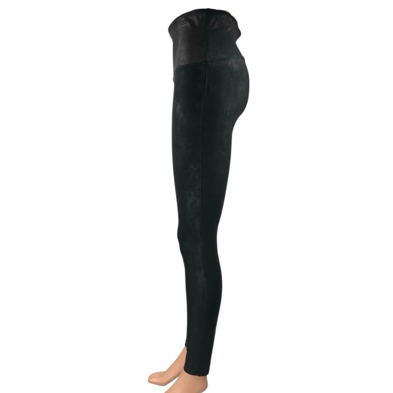 Spanx Women's Black Faux Leather Vegan Stretch Skinny Leggings Pants Size L - Image 2