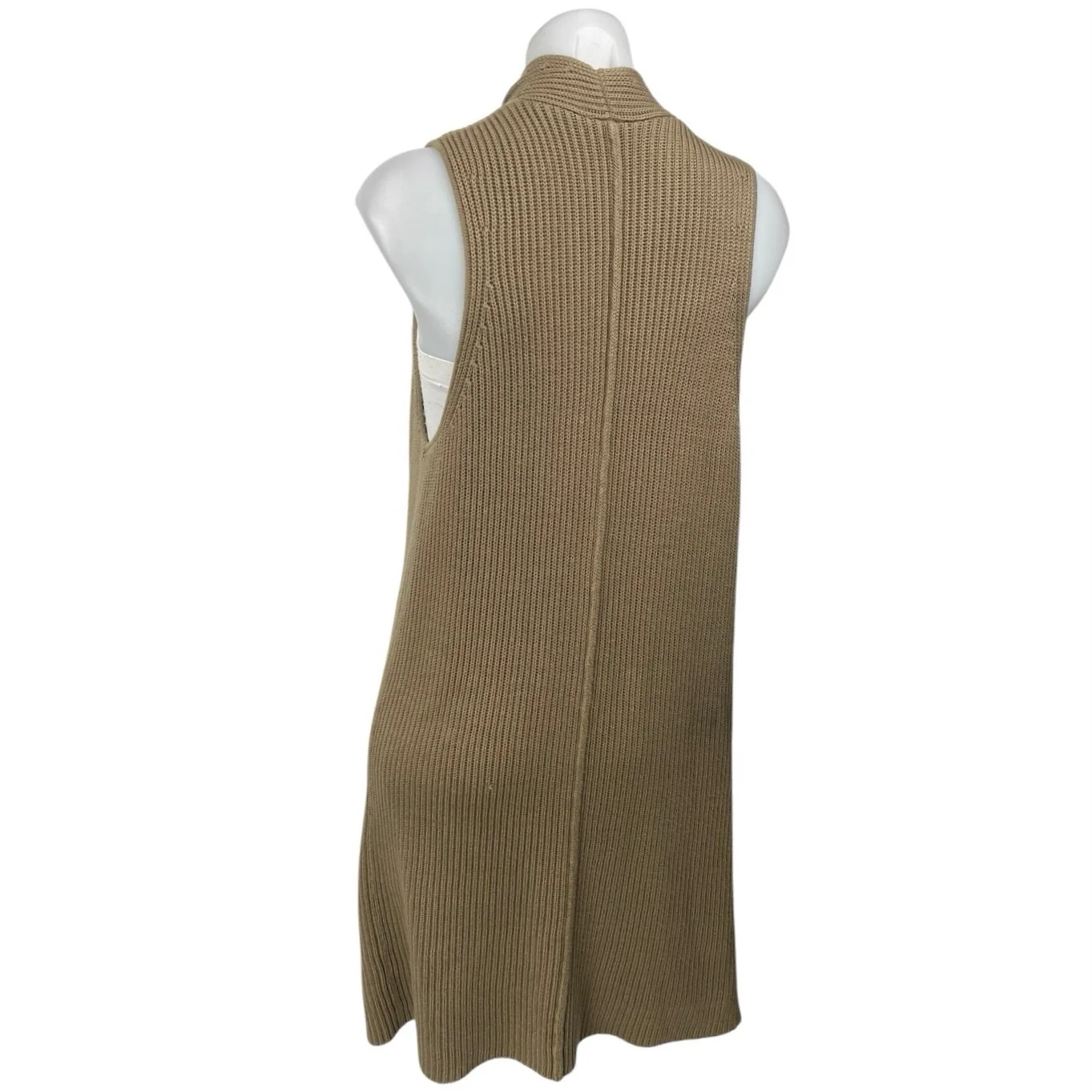 Splendid Women's Tan Sleeveless Knit Open Pocket Cardigan Sweater Top Size S - Image 2