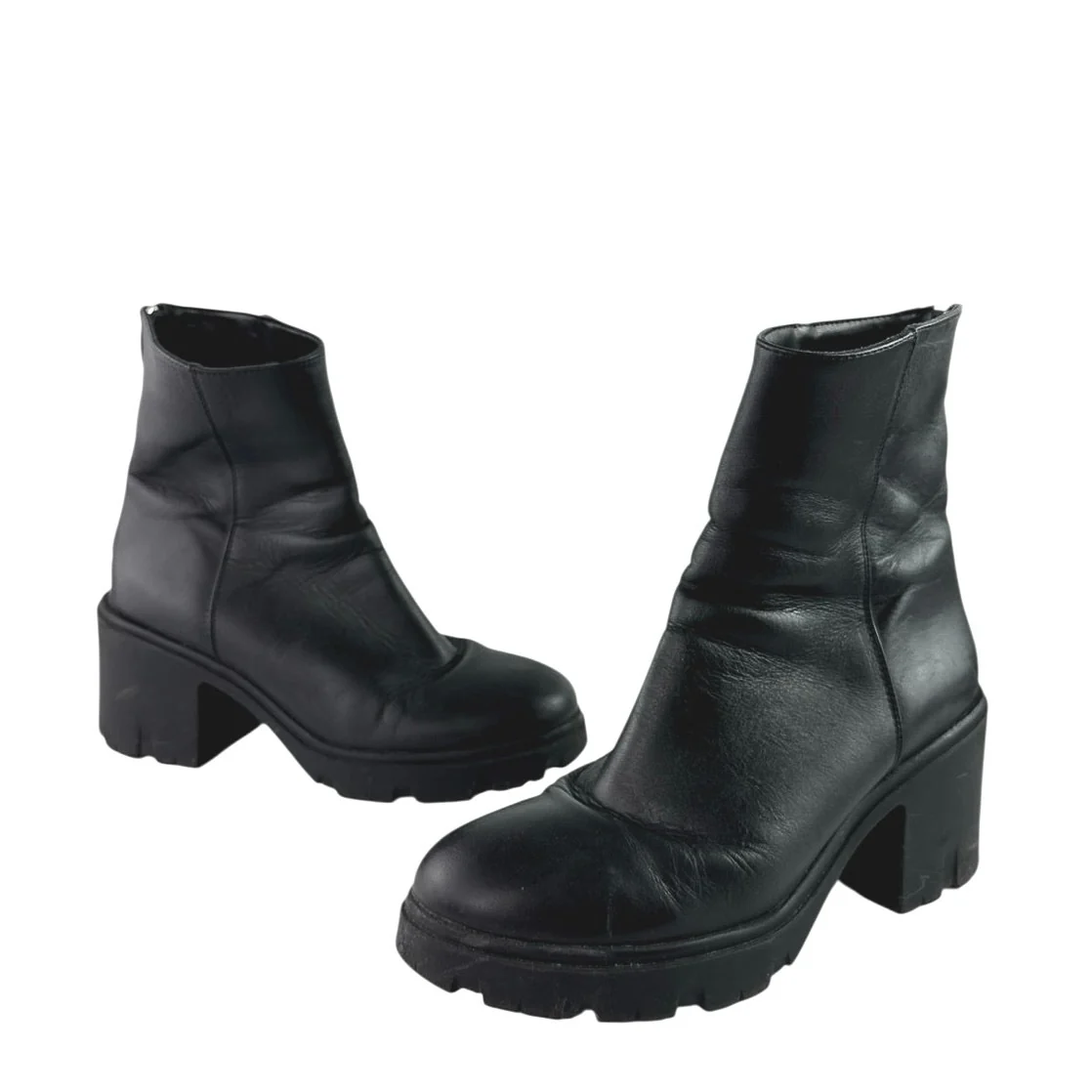 Steve Madden Goucho Women's Black Leather Chunky Block Heel Ankle Boots Size 10 - Image 5
