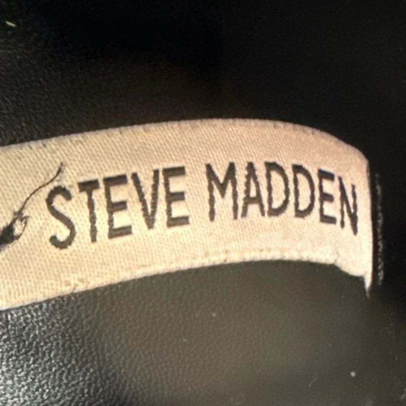 Steve Madden Goucho Women's Black Leather Chunky Block Heel Ankle Boots Size 10 - Image 7