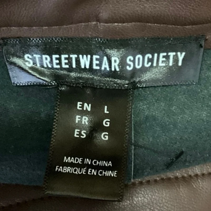Streetwear Society Brown Faux Leather High Rise Skinny Leg Pockets Pants Size L - Image 4