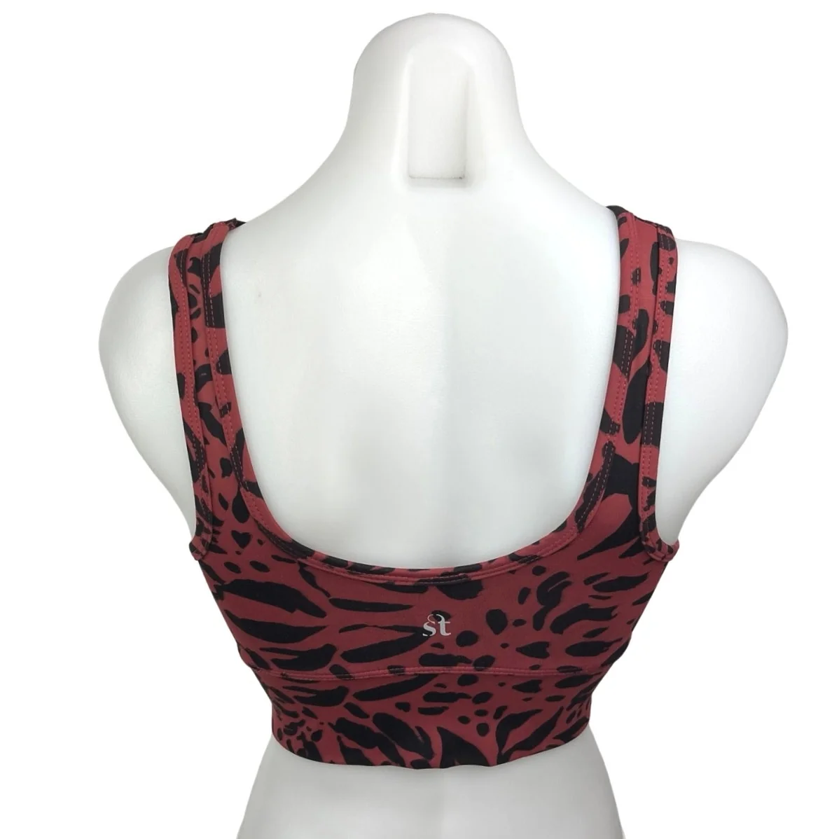 Strut-This Piper Red Black Cheetah Leopard Animal Print Sports Bra Tank Top OS - Image 2