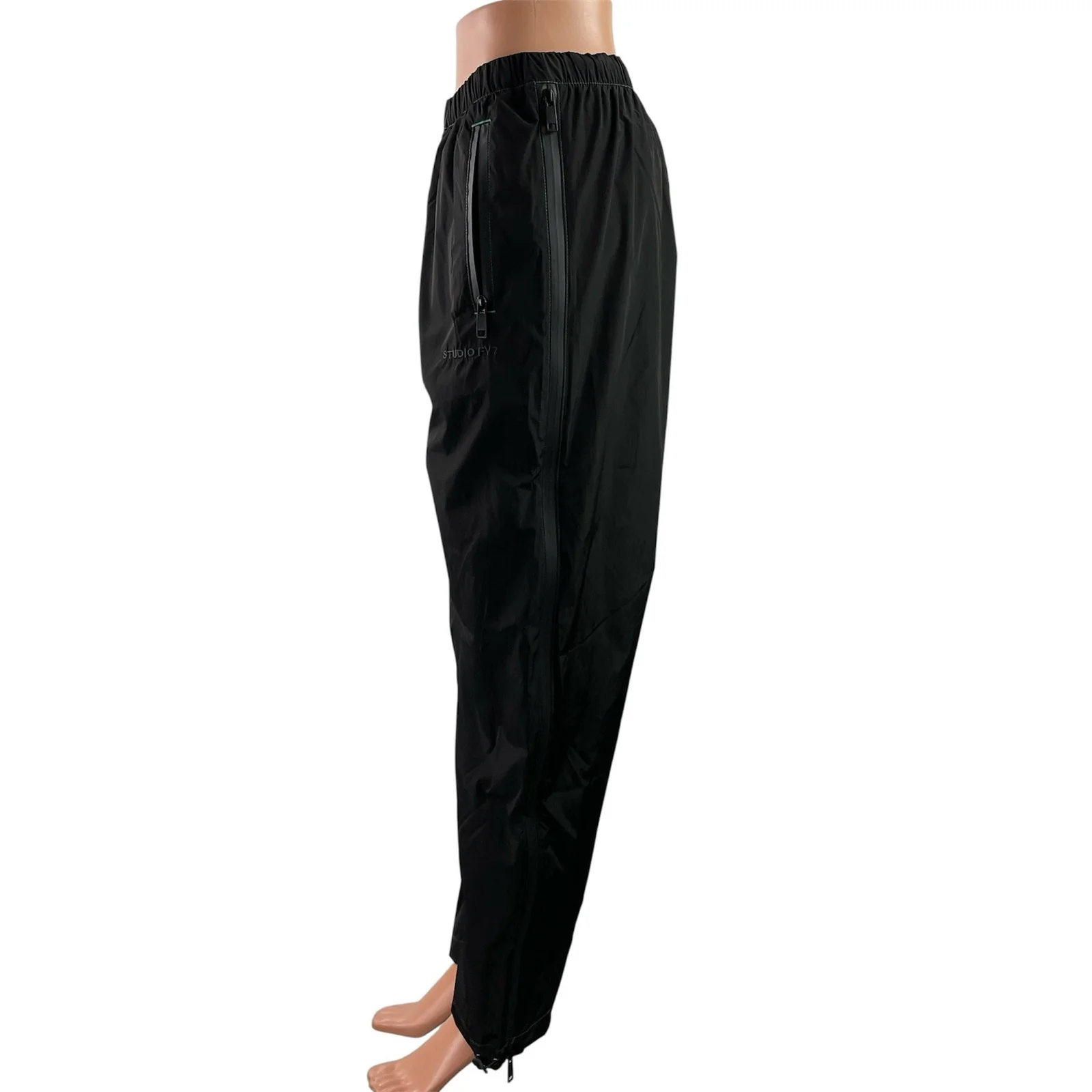 Studio Fy7 Womens Black Elastic High Waist Windbreaker Activewear Jogger Pants S - Image 2