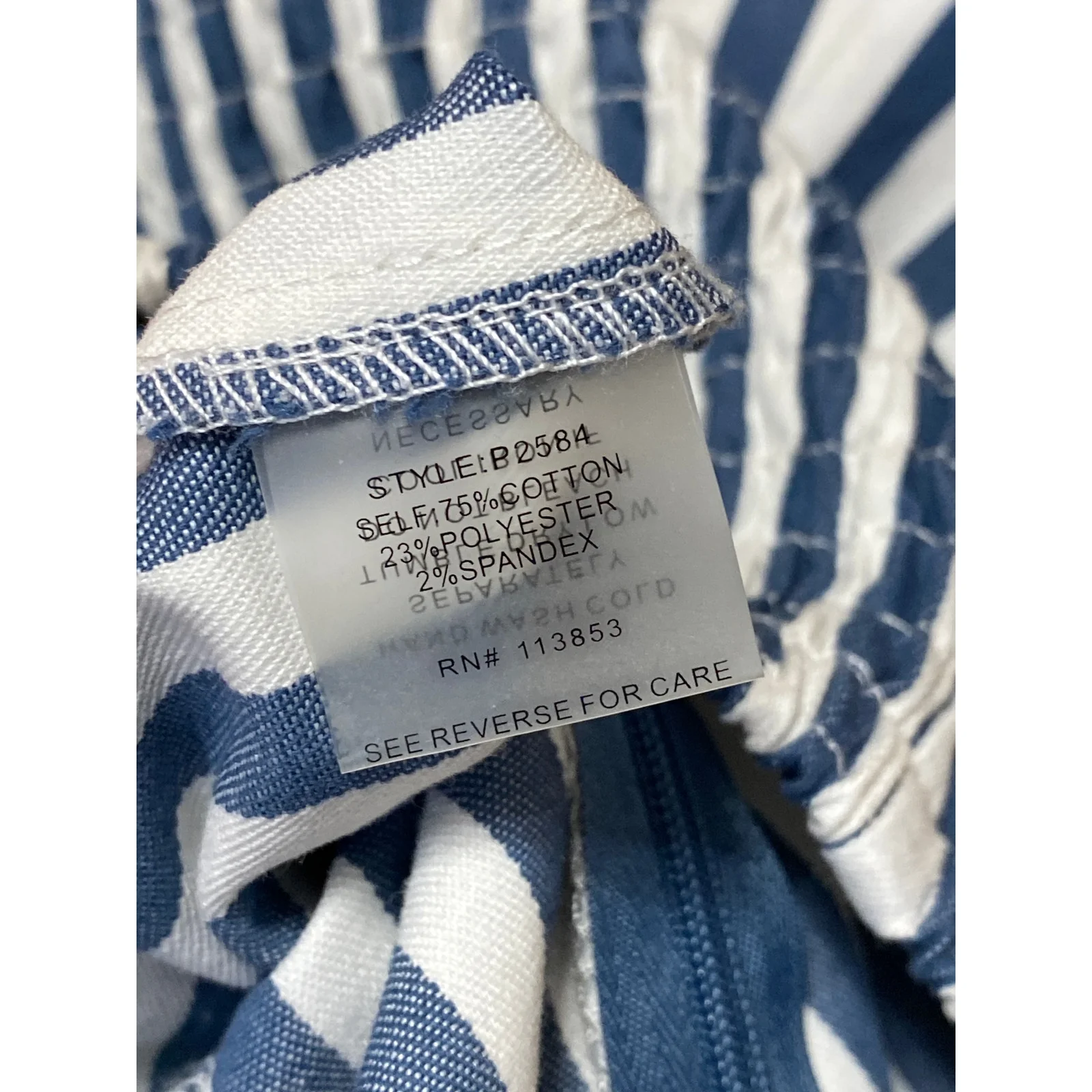 Sugar Lips Blue White Striped Strapless Bandeau Twist Wide Leg Jumpsuit Size S - Image 5