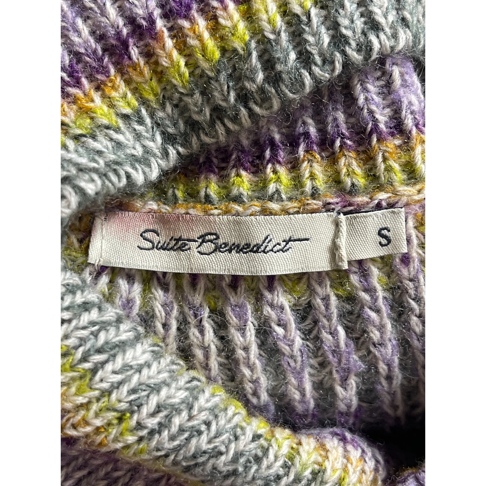 Suite Benedict Multicolor Striped Turtleneck Long Sleeve Crop Sweater Top Size S - Image 3