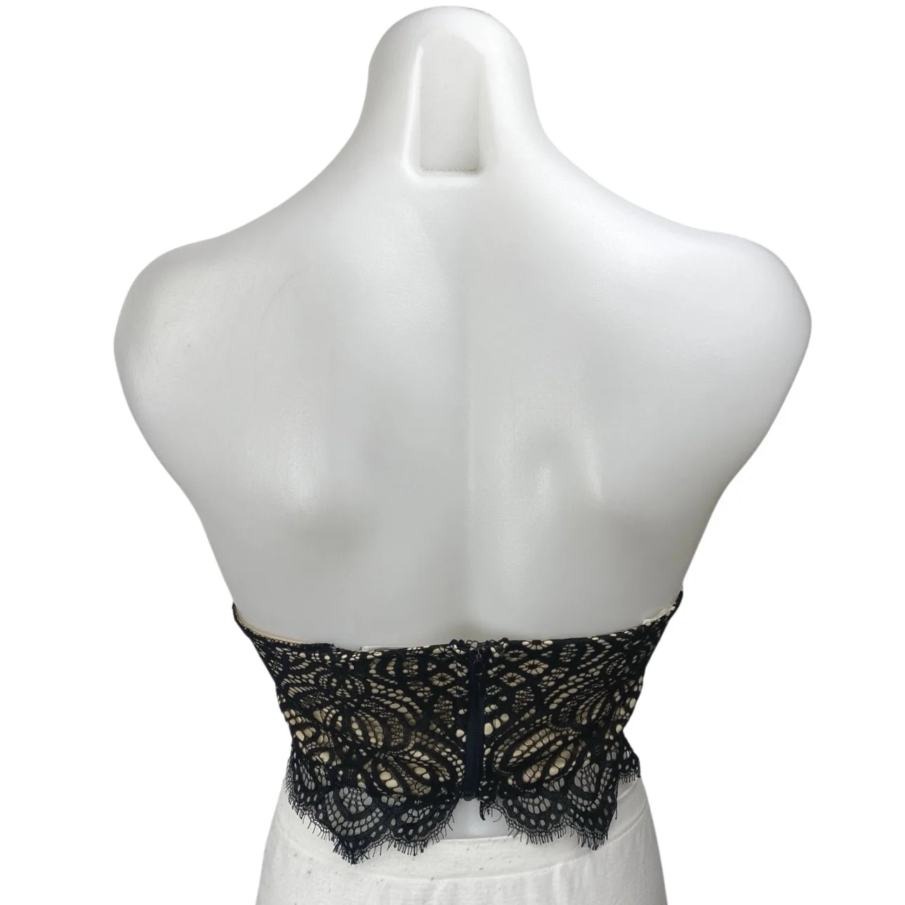 Superdown Black Cream Lace Floral Sleeveless Strapless Blouse Crop Top Size XXS - Image 2