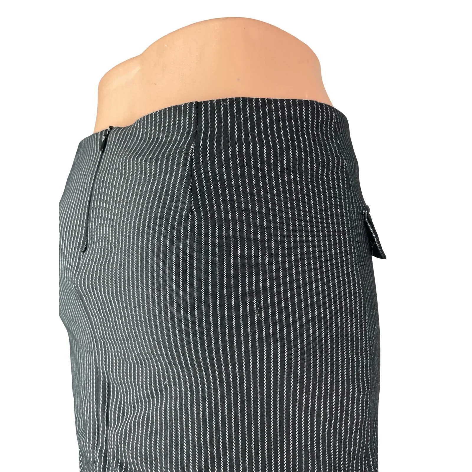 Superdown Black White Pinstriped Faux Pocket High Waist Pencil Mini Skirt Size S - Image 3