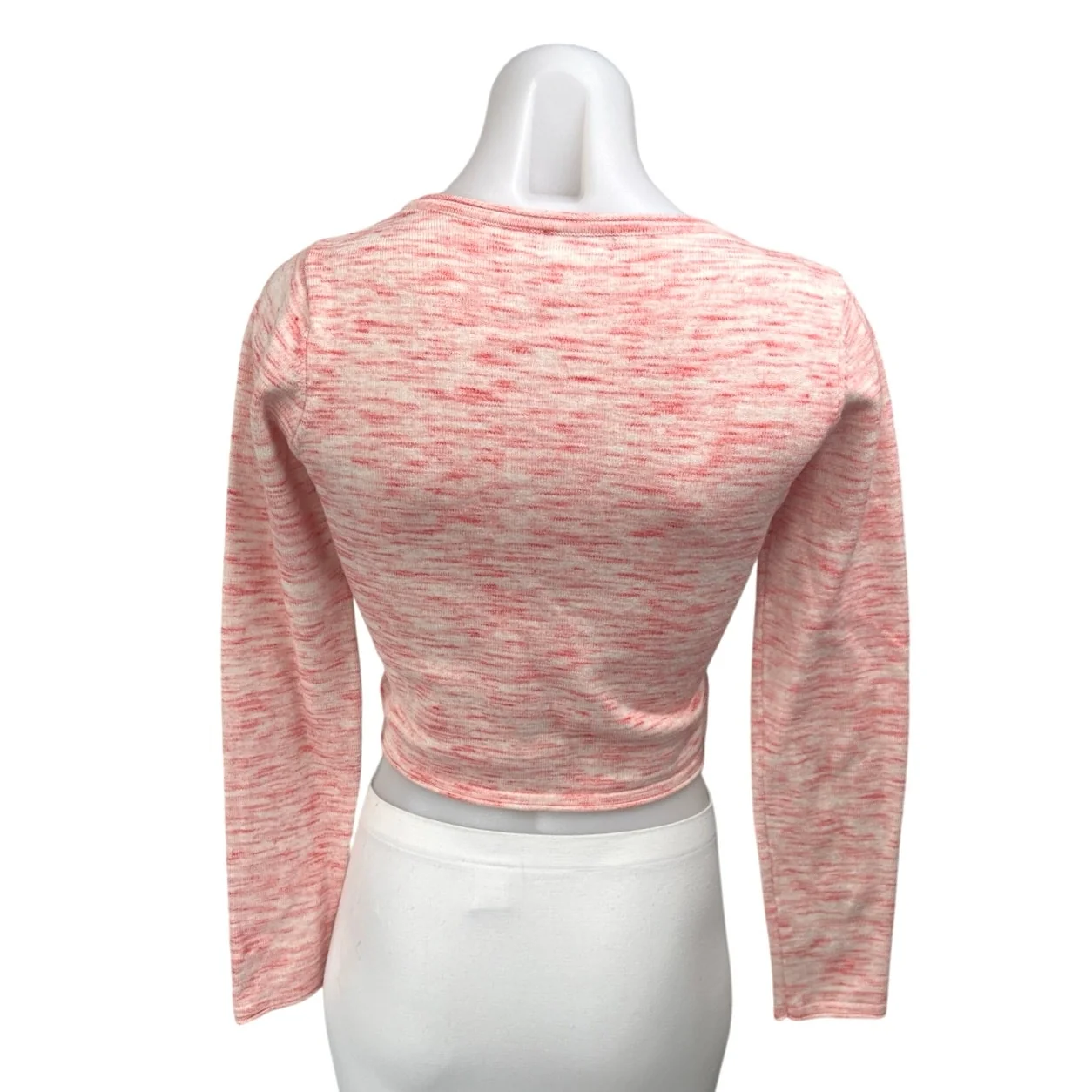 Superdown Kai Pink Long Sleeve Asymmetric Button Front Cropped Sweater Top Sz M - Image 2