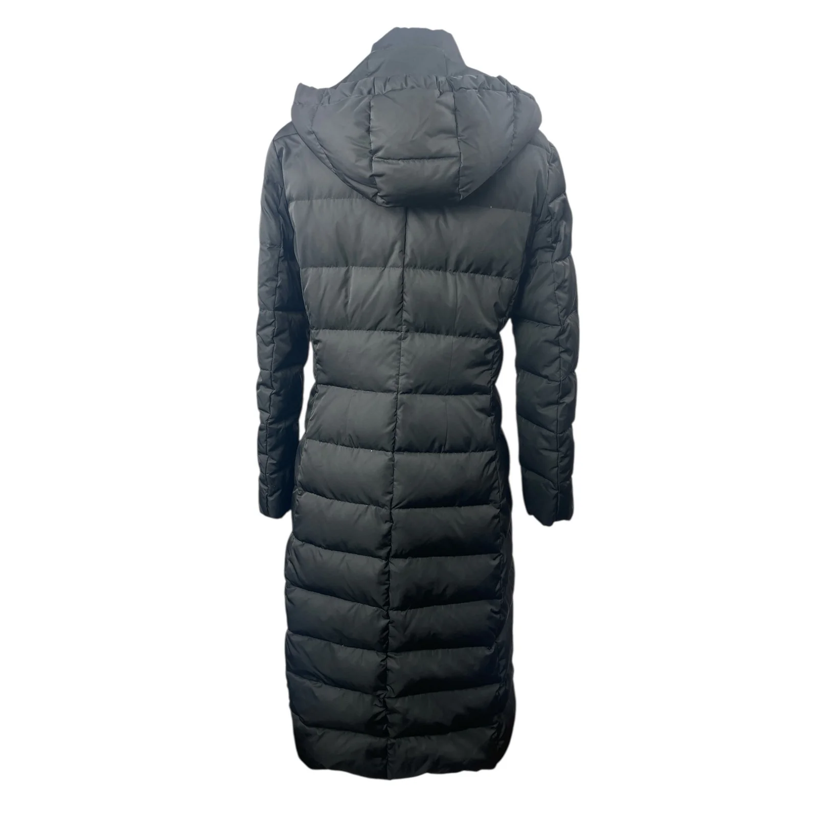 Tahari Women's Black Hoodied Full Zip Puffer Quilted Maxi Long Coat Jacket Sz S - Image 2