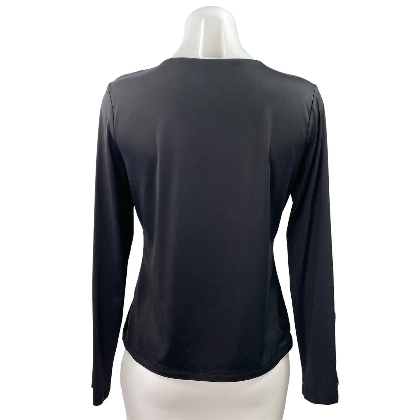 Tahari Women's Black Round Neck Basic Knit Long Sleeve T Shirt Tee Top Size L - Image 3