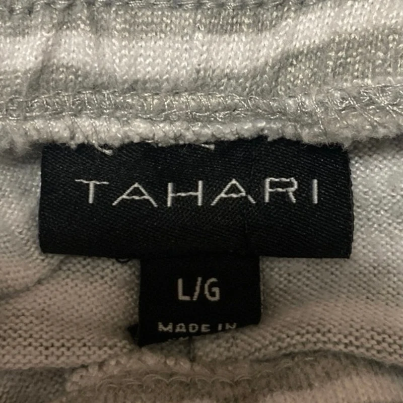 Tahari Women's Gray White Striped Straight High Waist Trousers Lounge Pants Sz L - Image 4