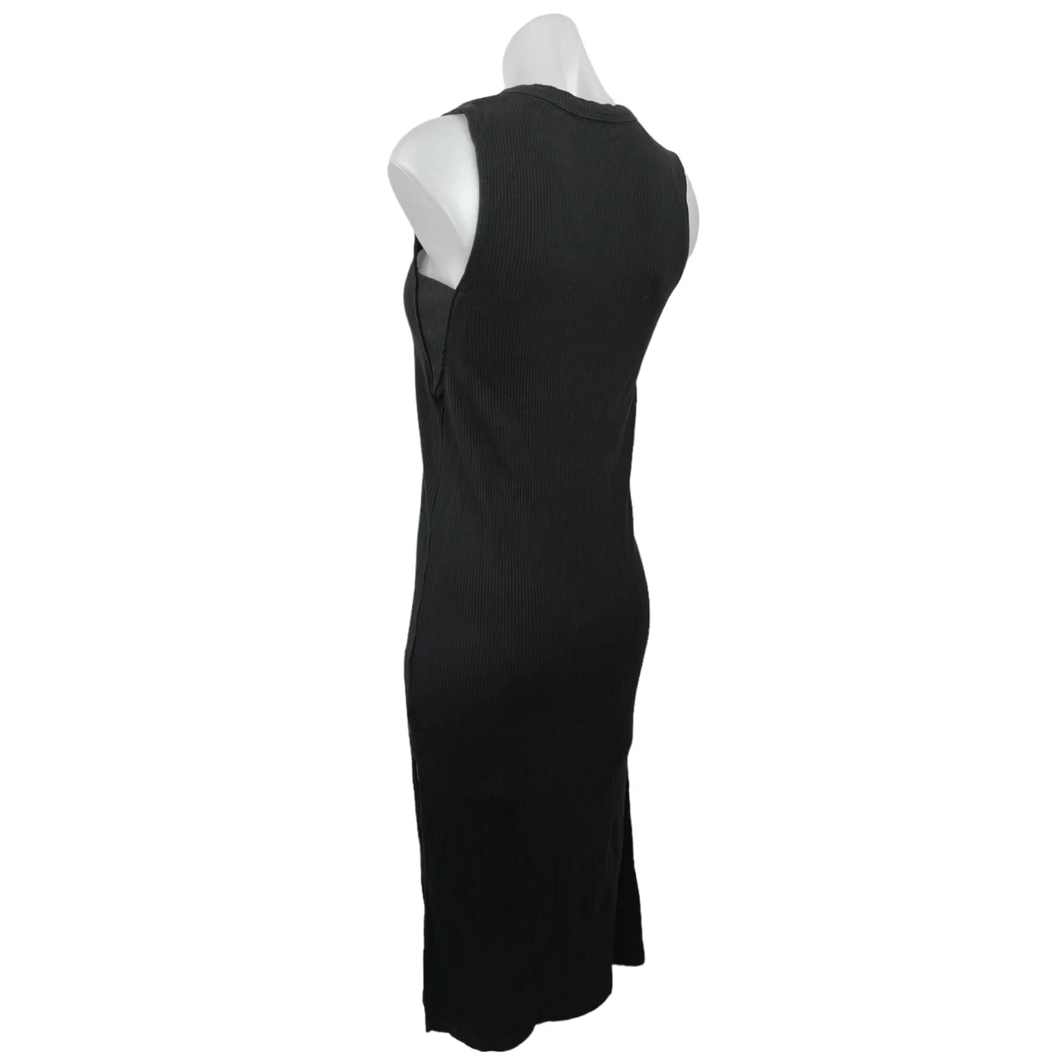 Terez Women's Black Sleeveless V Neck Ribbed Knit Stretchy Bodycon Dress Size S - Image 2