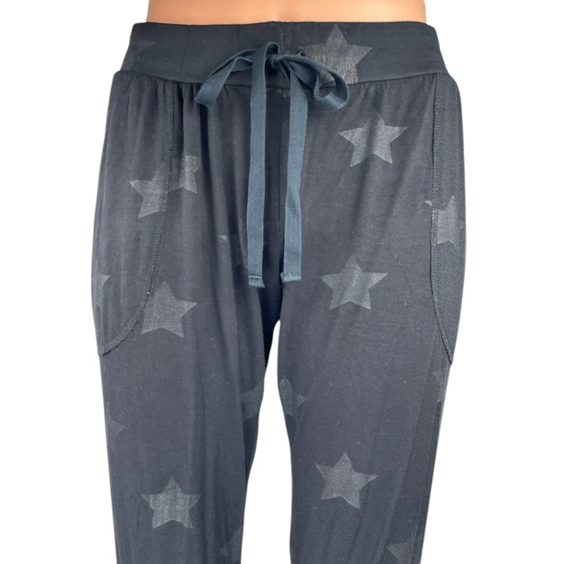 Terez Women's Black Star Print Drawstring Athletic Jogger Sweat Pants Size XS - Image 4
