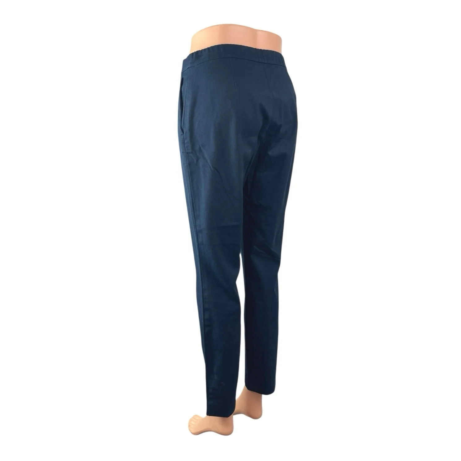 Theory Thaniel Bistretch Women's Blue Twill Slim-Fit Straight Trousers Pants 0 - Image 2