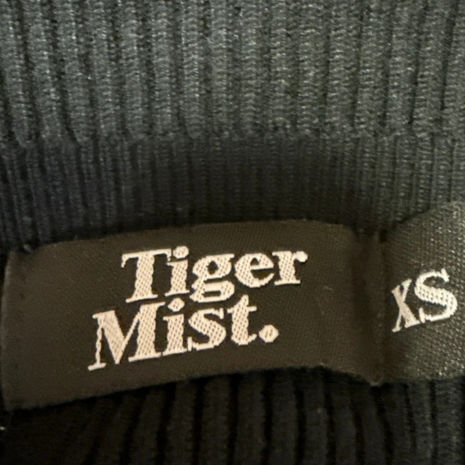 Tiger Mist Black Rib Knit Off Shoulder Long Sleeve Mini Bodycon Sweater Dress S - Image 4