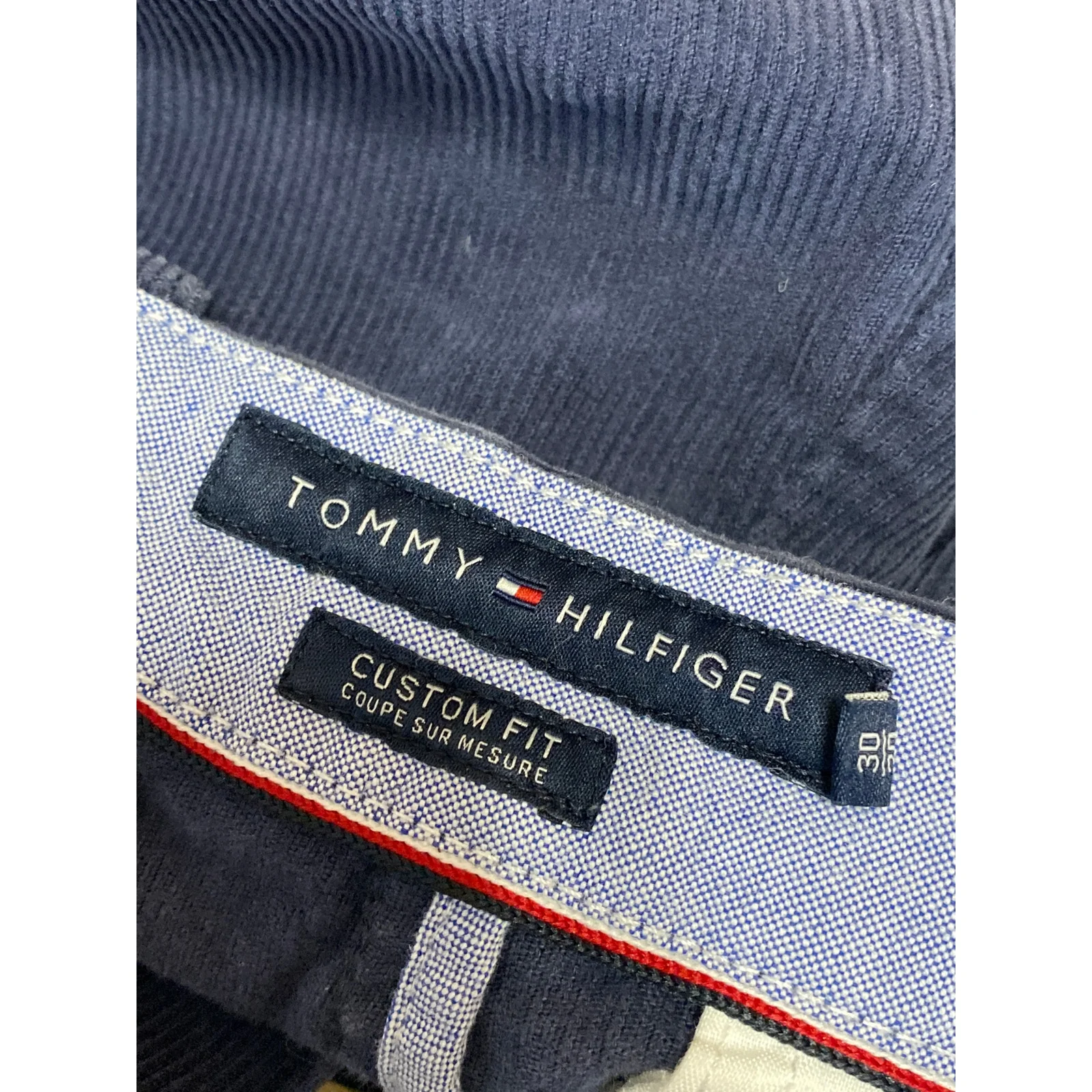 Tommy Hilfiger Men's Blue Corduroy Slim Fit Straight Skinny Trouser Pants Sz 30 - Image 3