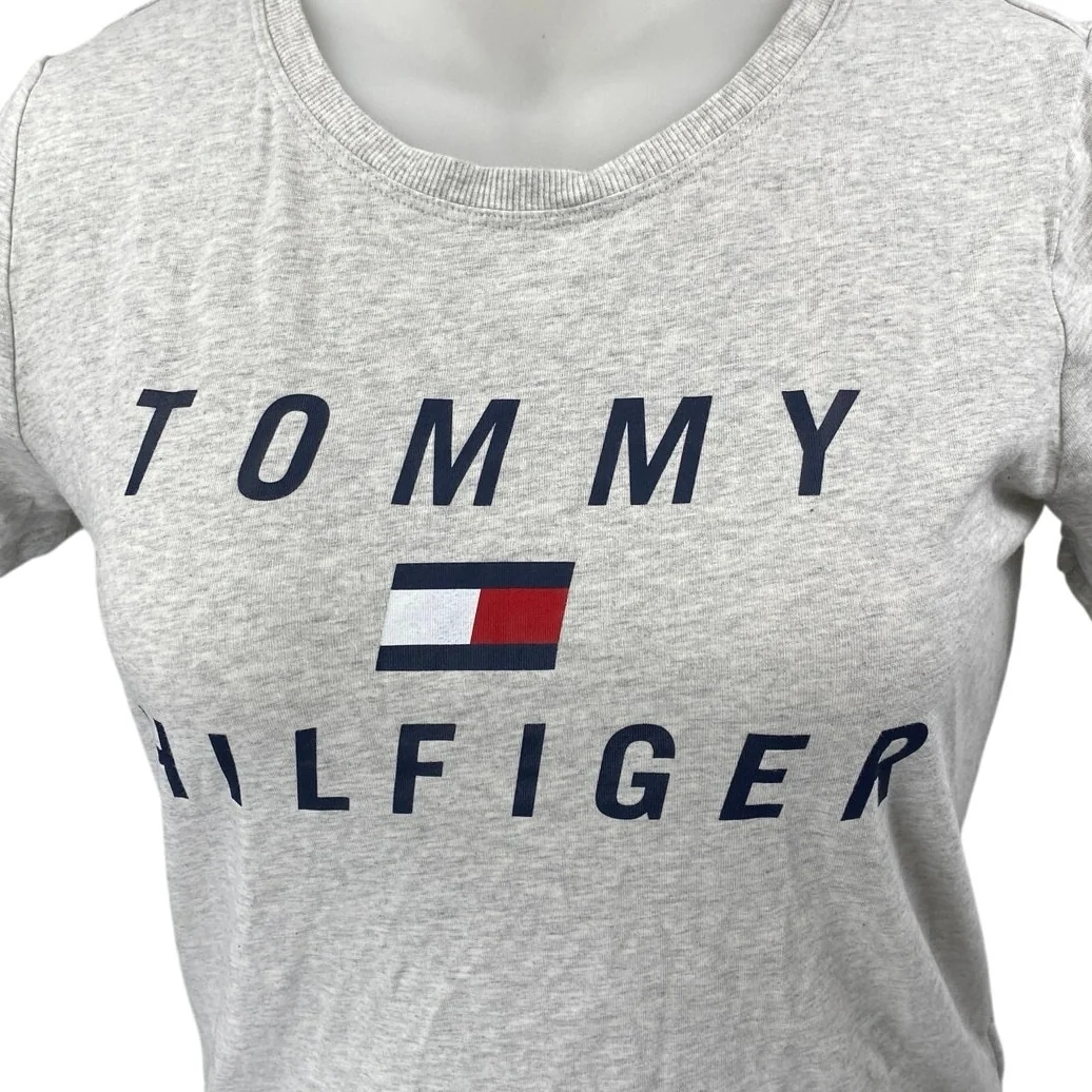 Tommy Hilfiger Sport Women's Gray Knit Short Sleeve Crew Neck Tee T-Shirt Top XL - Image 3