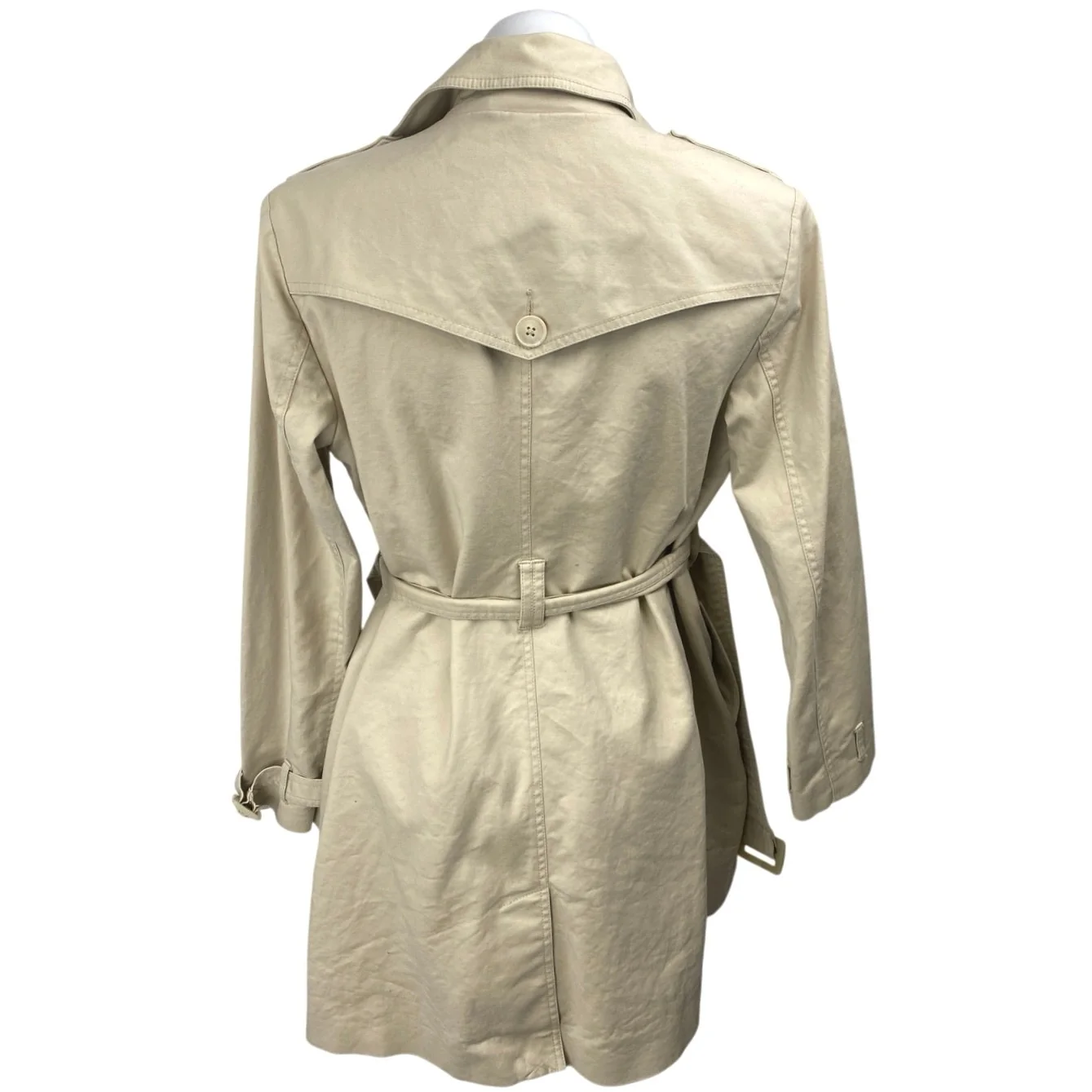 Tommy Hilfiger Women's Khaki Double Breasted Tie Waist Trench Coat Jacket Size M - Image 2