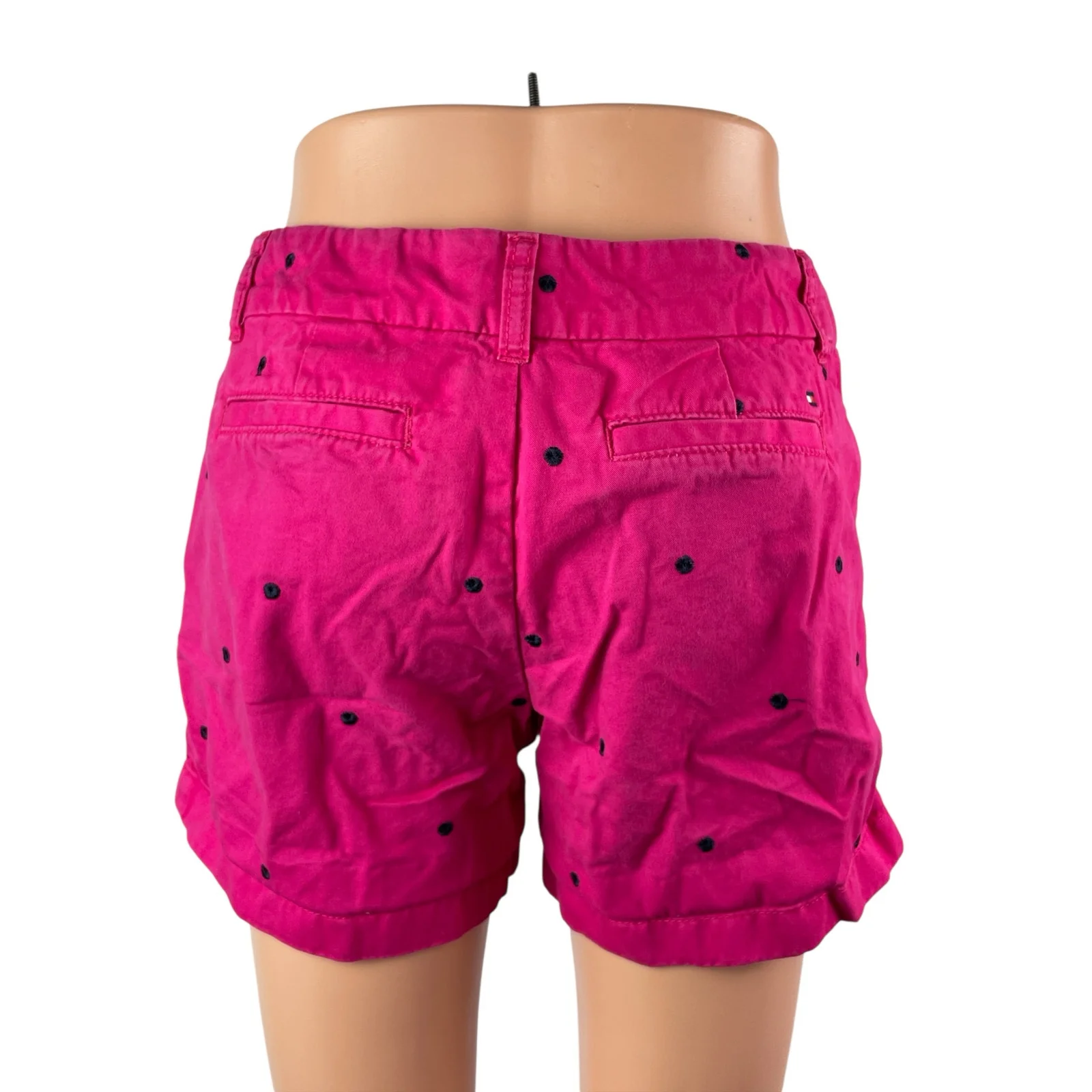 Tommy Hilfiger Women's Pink Embroidered Polka Dots Mid Rise Mini Shorts Size 2 - Image 3