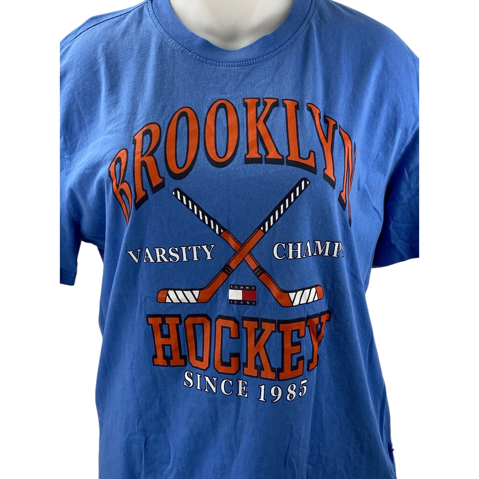 Tommy Jeans Blue Brooklyn Varsity Hockey Crew Neck Short Sleeve T-Shirt Top XXL - Image 2