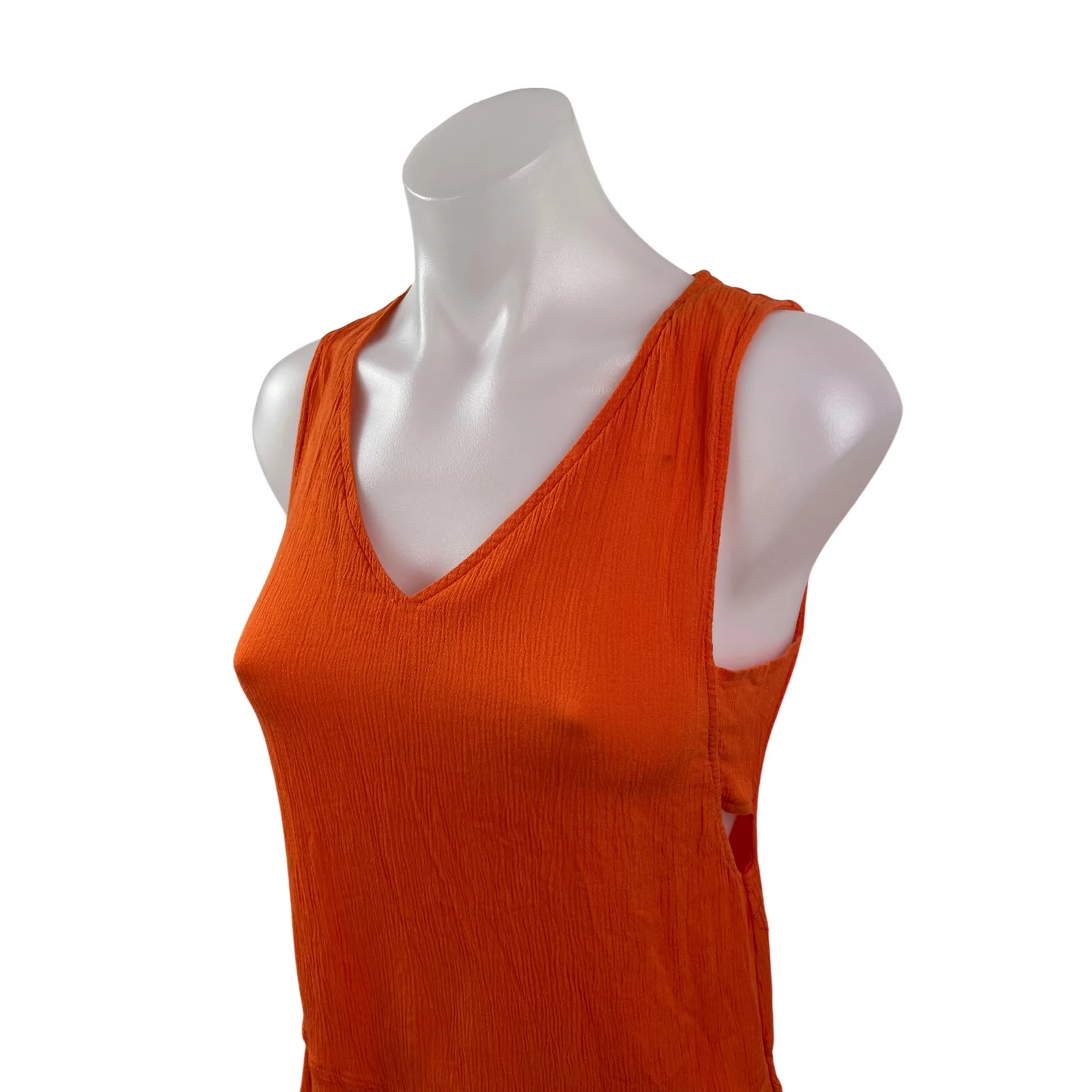 Topshop Women Coral Sleeveless V Neck Tank Cami Casual Cutout Mini Dress Size 4 - Image 2