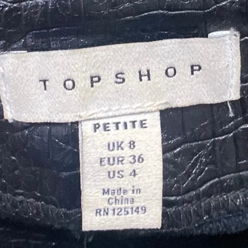 Topshop Women's Black Croc Faux Leather High Waist Mini Straight Pencil Skirt 4 - Image 4