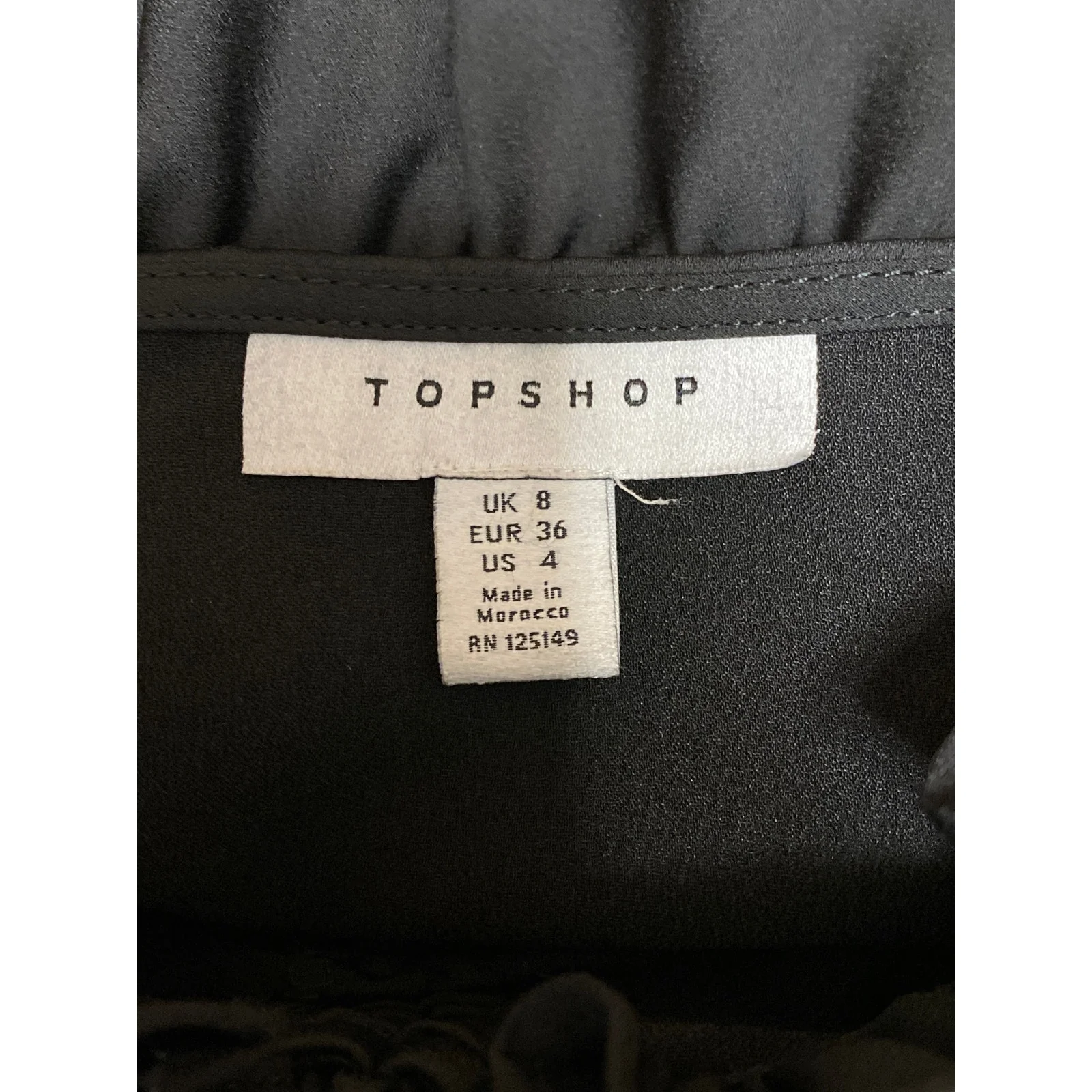 Topshop Women's Black Ruffle Ruched Front Sheer Long Puff Sleeve Blouse Top Sz 4 - Image 4