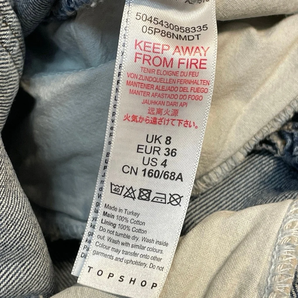 Topshop Women's Blue Sleeveless Denim Jean Button Up Overalls Jumpsuit Size M - Image 5