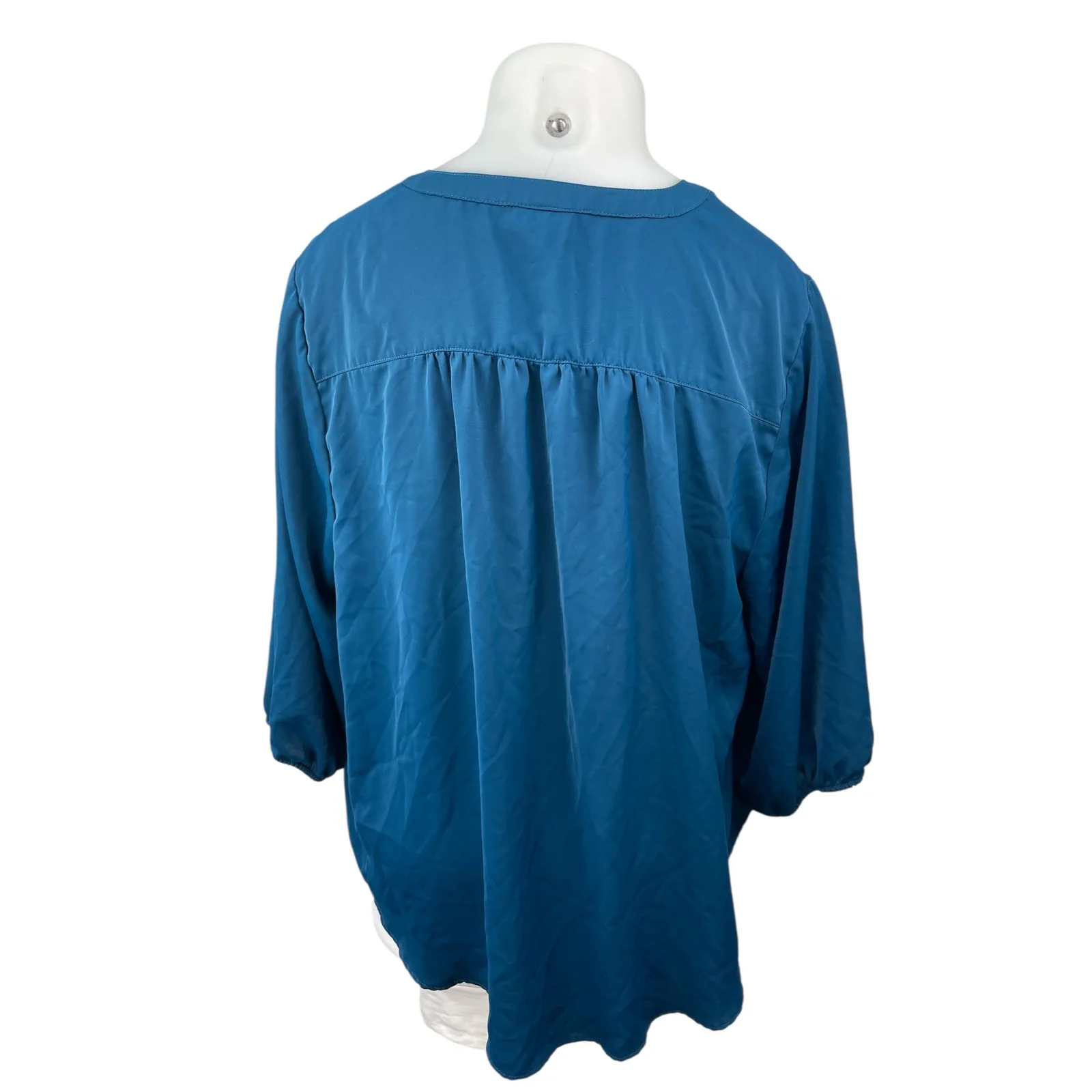 Torrid Women's Blue Long Sleeve V Neck Pleated Loose Casual Blouse Top Size 3X - Image 4