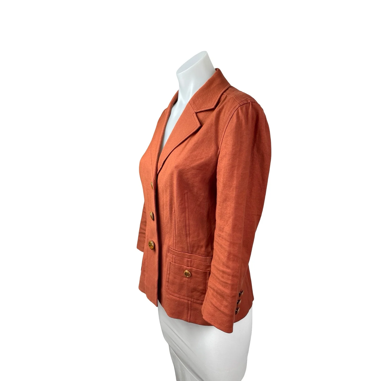 Tory Burch Women's Collared Long Sleeve Single Breasted Blazer Coat Jacket Sz 6 - Image 5