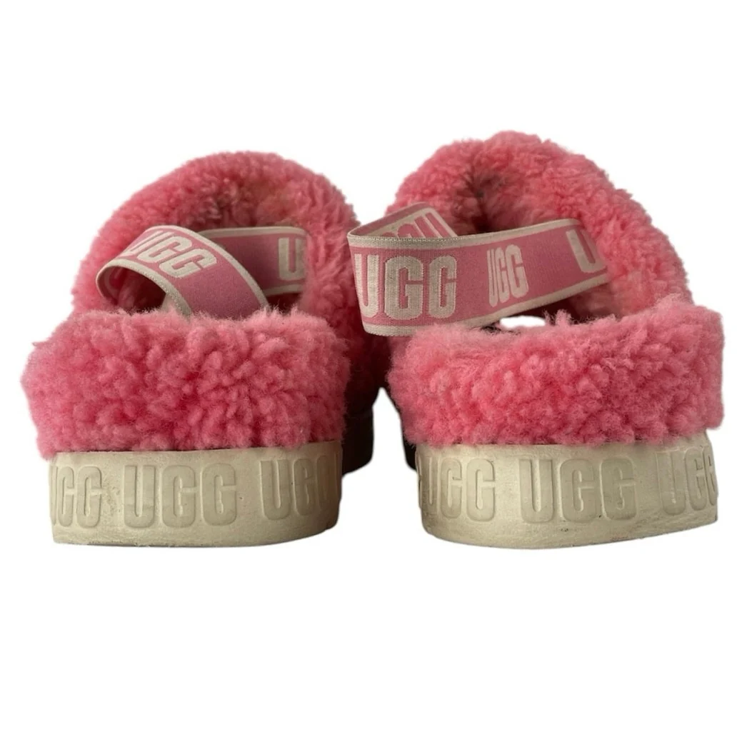 UGG Oh Fluffita Women's Pink Fuzzy Teddy Slingback Lounge Slide Sandals Size 11 - Image 3