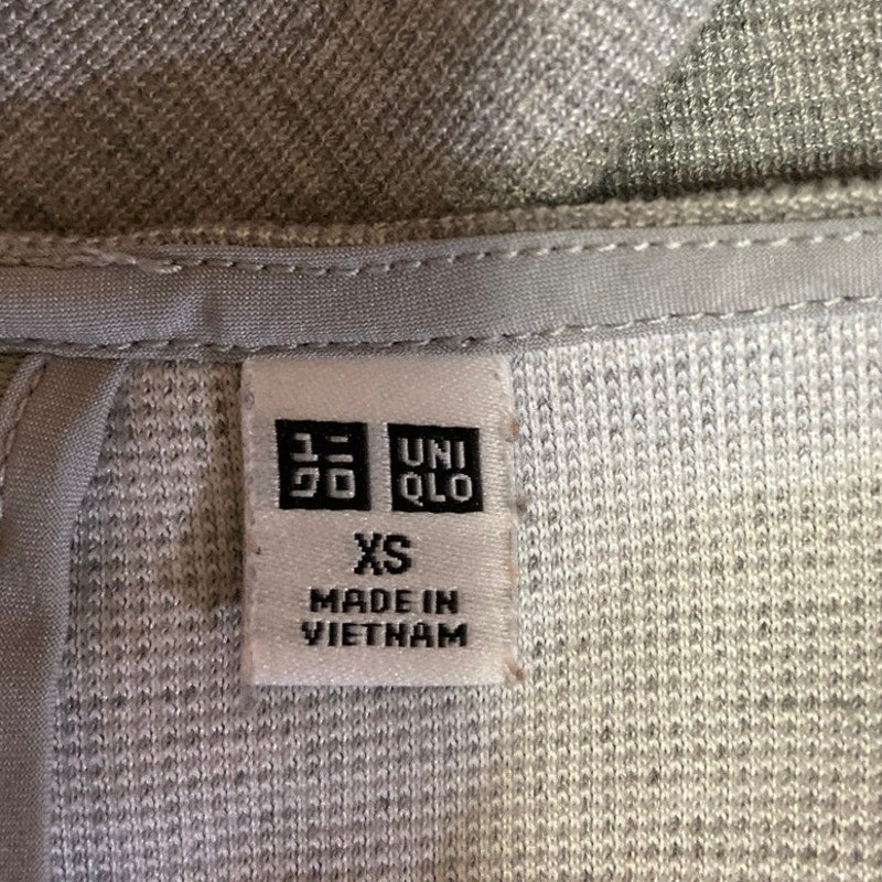 Uniqlo Gray Crewneck 3/4 Sleeve Back Zipper Knee Length Casual Shift Dress Sz XS - Image 4