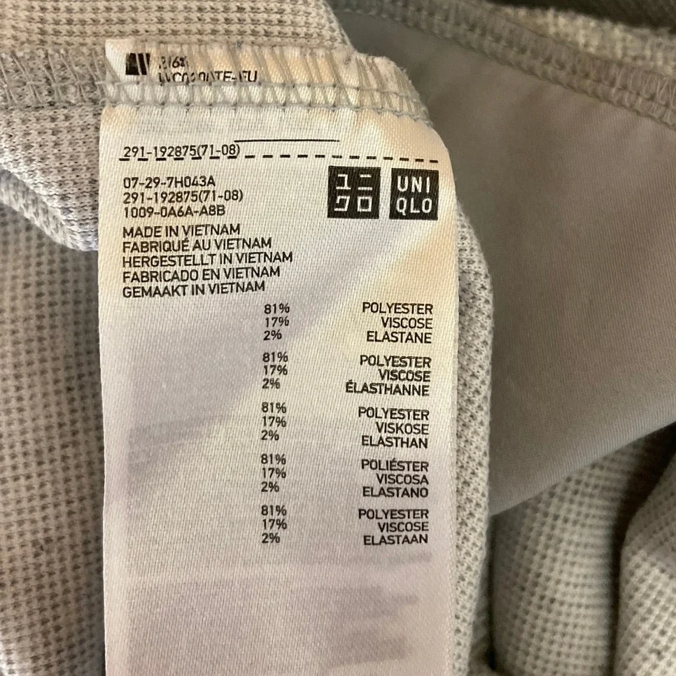 Uniqlo Gray Crewneck 3/4 Sleeve Back Zipper Knee Length Casual Shift Dress Sz XS - Image 5