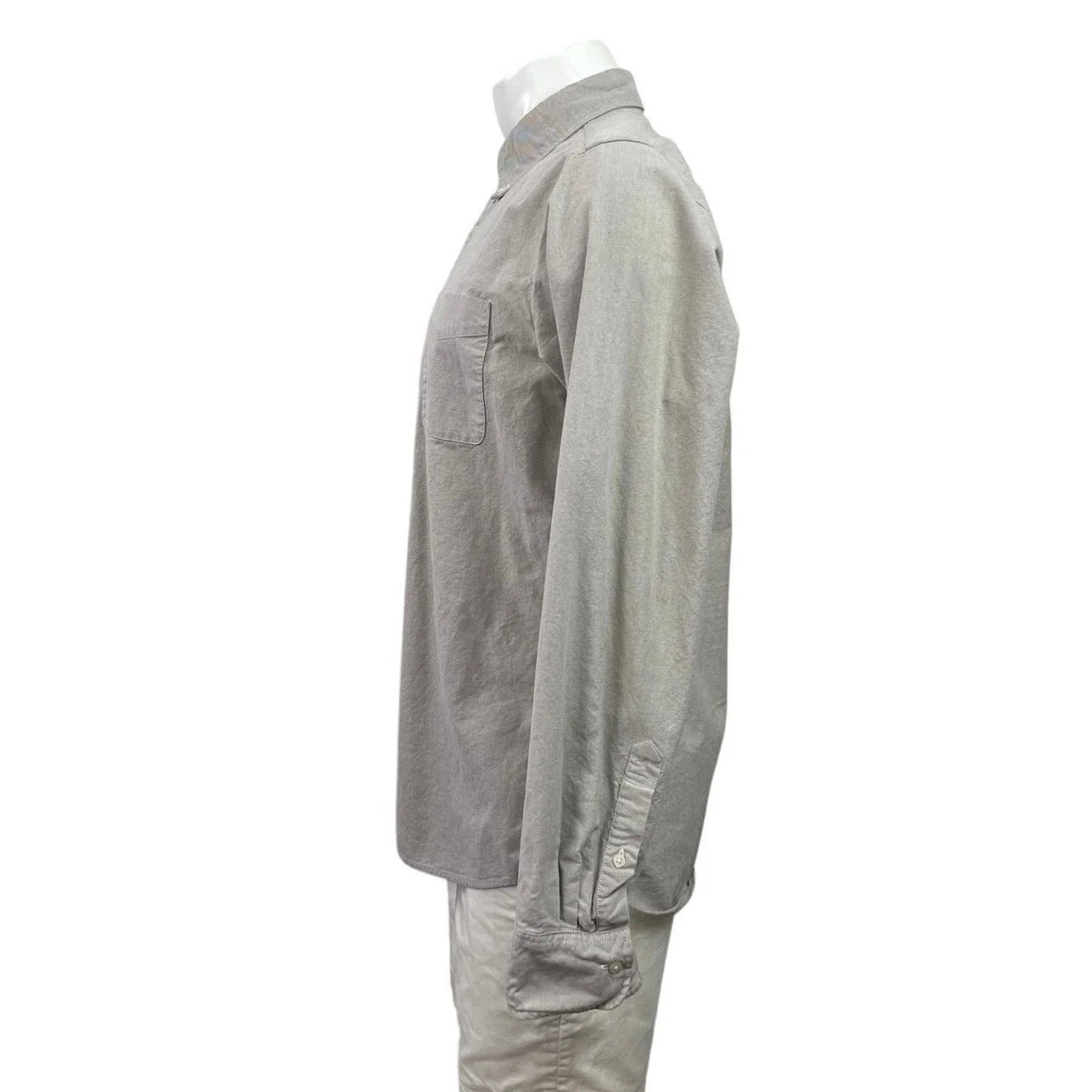 Uniqlo Men's Gray Chambray Long Sleeve Collared Casual Button Down Shirt Top L - Image 2
