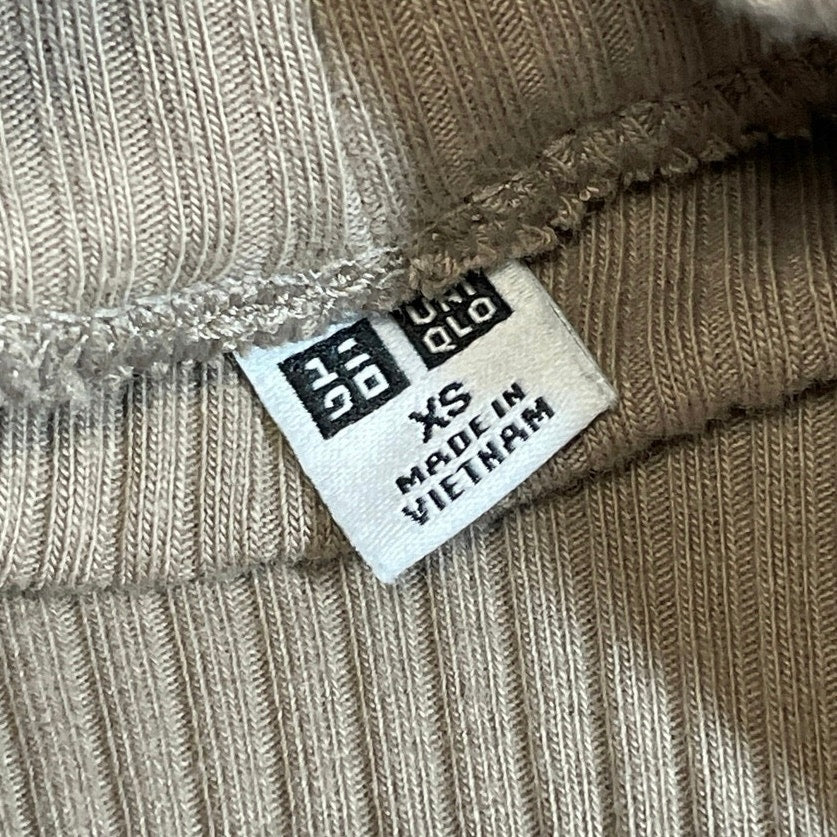 Uniqlo Women's Brown Ribbed Knit Mock Neck Long Sleeve Tee T-Shirt Blouse Top XS - Image 5