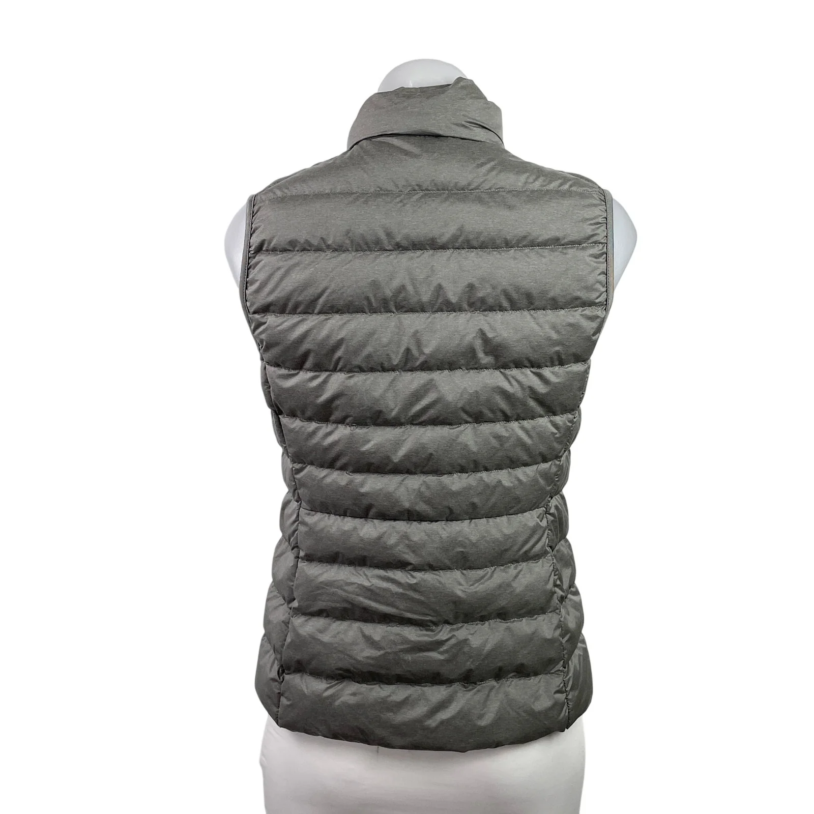 Uniqlo Womens Gray Sleeveless Zip Up High Neck Winter Puffer Vest Jacket Size XS - Image 3